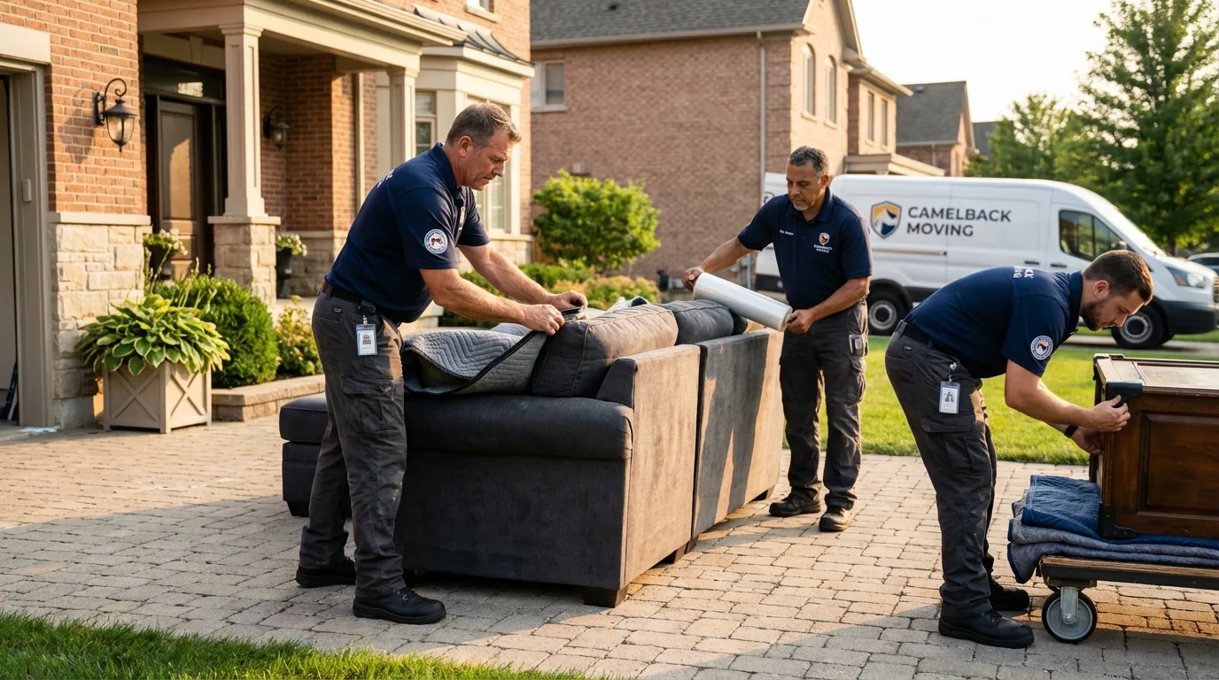 Large estate moving crew wrapping furniture in South Beloit, IL